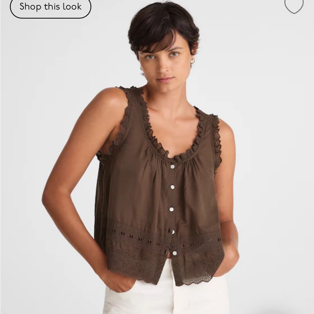 Madewell Embroidered Scallop Tank - Black